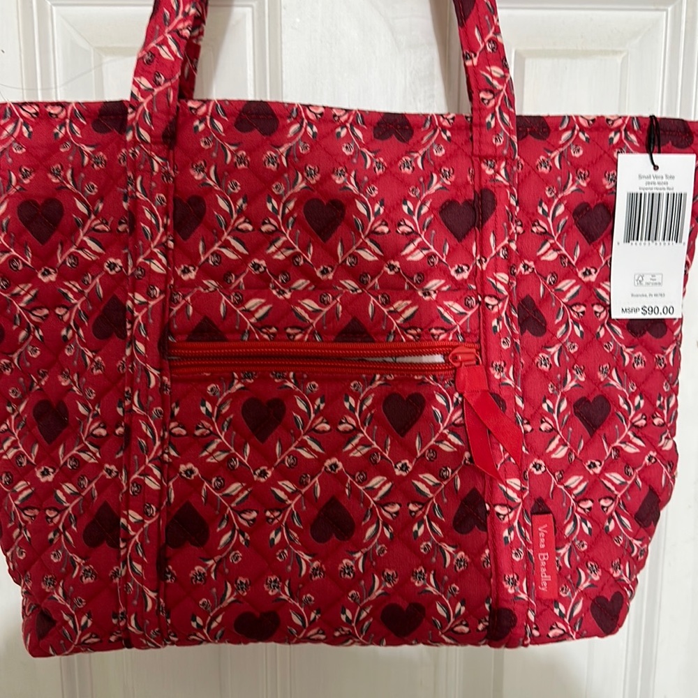 Vera Bradley Red Heart Quilted Tote